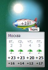 Виджет Яндекс.Погода для Windows Vista